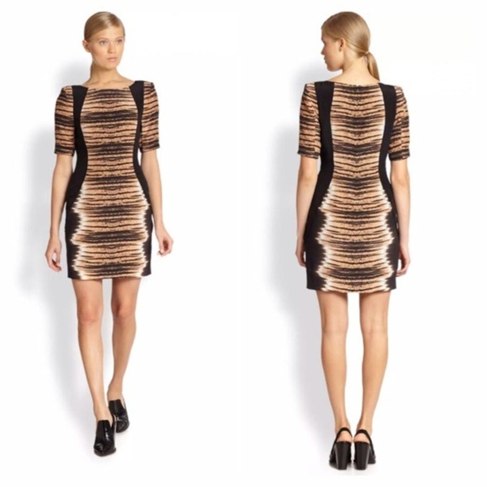 Rebecca Minkoff 100% Silk Tiger Print Sheath Dress Size 8